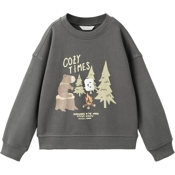 MANGO KIDS Mikina EMARSH hnedá / grafitová / pastelovo zelená / biela 67220288