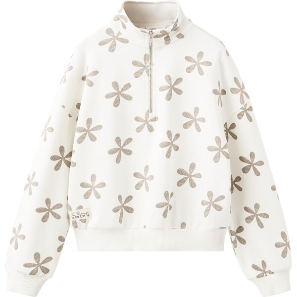 MANGO KIDS Mikina ZIPY farby bahna / šedobiela 67221024