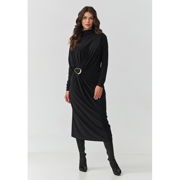 Makadamia Dámske šaty s volánmi a ozdobnou prackou M907 | čierna M907 67224897