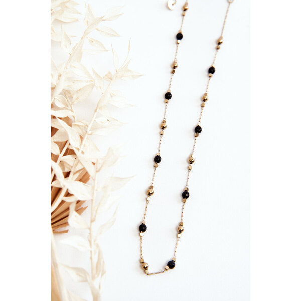 Glam Chic Dámsky náhrdelník s čiernymi korálkami 67241565