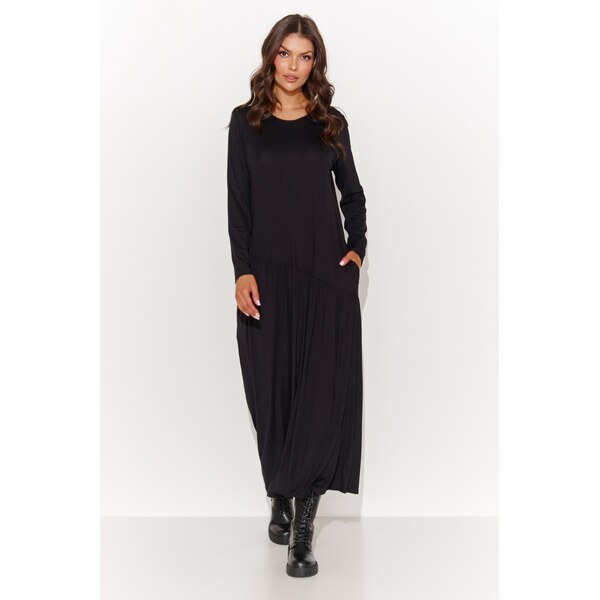 Numinou Čierne viskózové maxi šaty M915 | čierna M915 67232075
