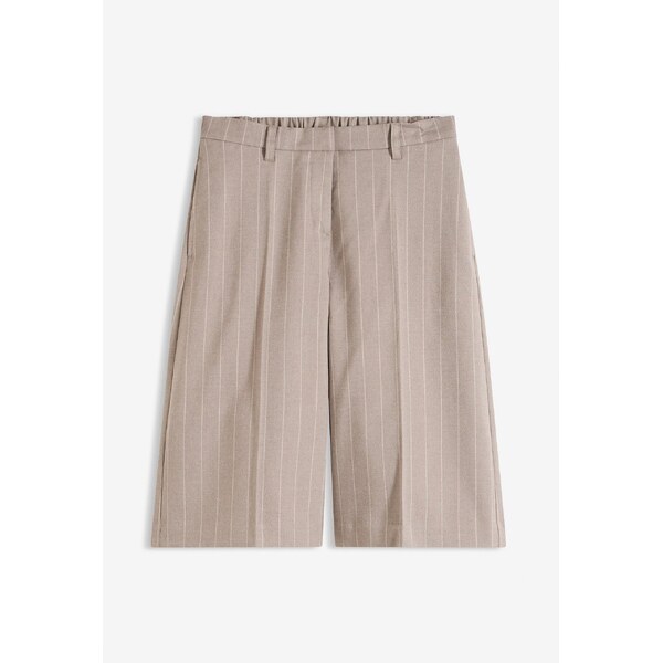 bonprix Šortky s tenkými pásikmi a záhybmi na páse, farba hnedá 67232677