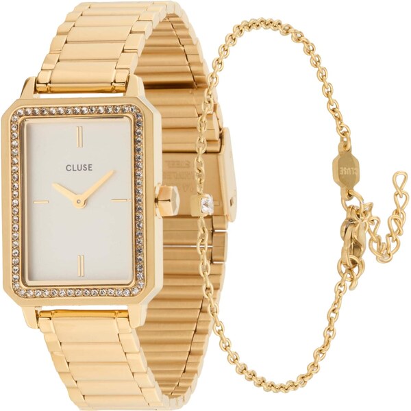 CLUSE Analógové hodinky Fluette zlatá / priehľadná / biela 67237491