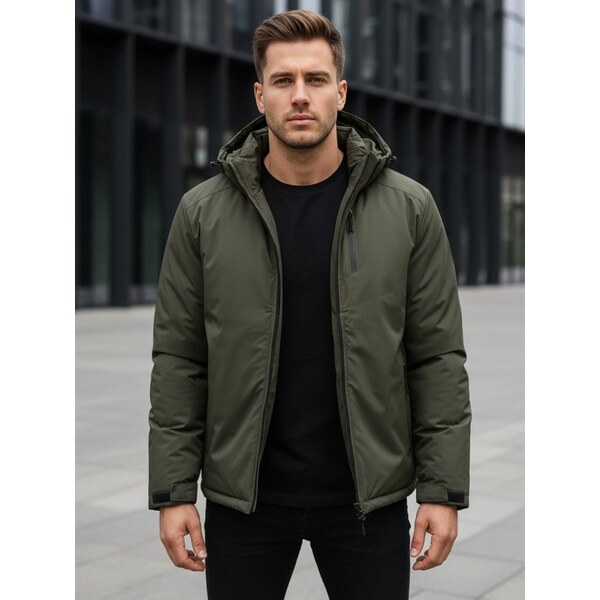 Dstreet Jedinečná zelená zimná bunda s kapucňou 67241532