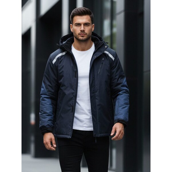 Dstreet Zimná modrá bunda s reflexnými prvkami 67243301