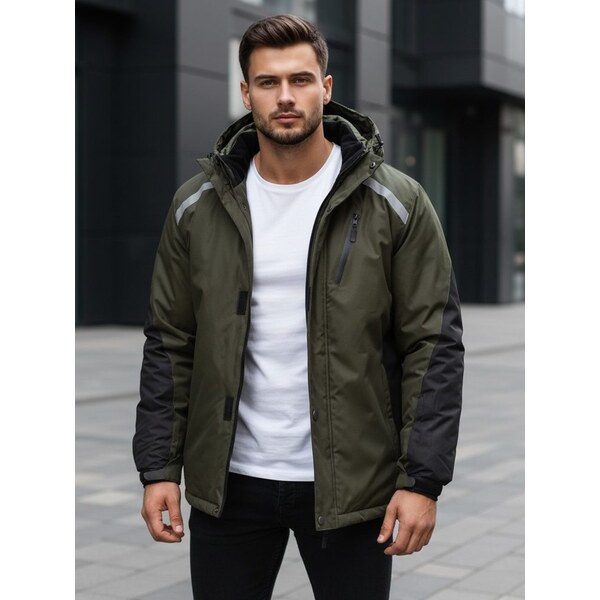 Dstreet Zimná zelená bunda s reflexnými prvkami 67243300