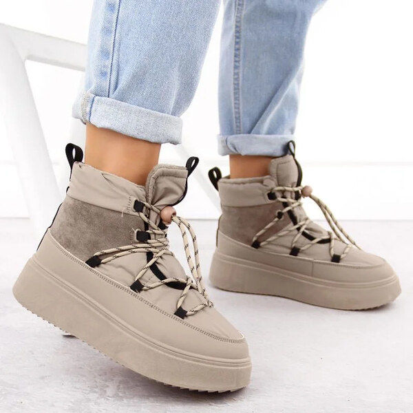 Dámske snežnice na platforme WOL280B Beige - Potocki 67247471