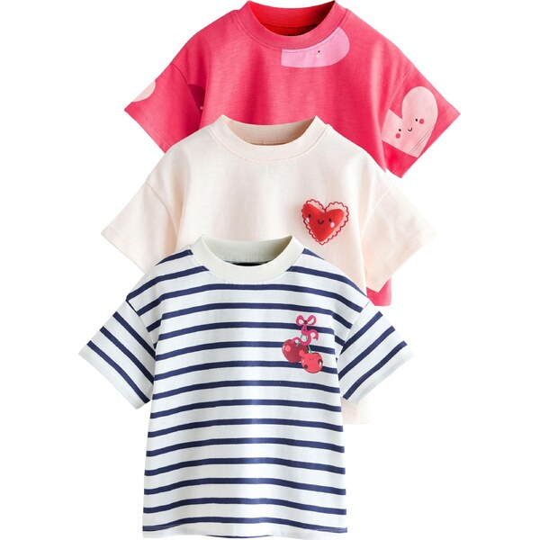 Next Tričko svetlobéžová / tmavomodrá / ružová / červená / biela 67252541