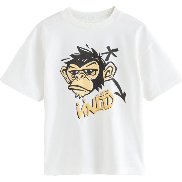 Next Tričko pastelovo oranžová / čierna / biela 67252693