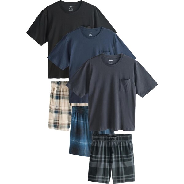 Next Krátke pyžamo svetlobéžová / námornícka modrá / tmavosivá / 67253102