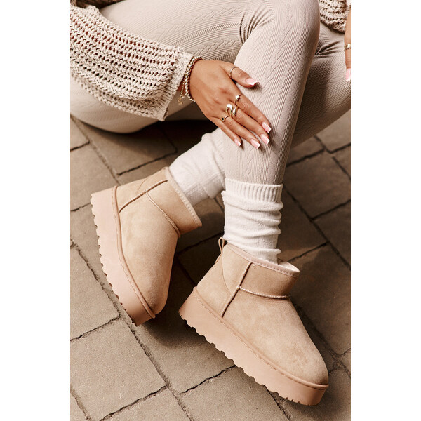 Inello Dámske snehové topánky na platforme 20216-F Light beige - 67262290