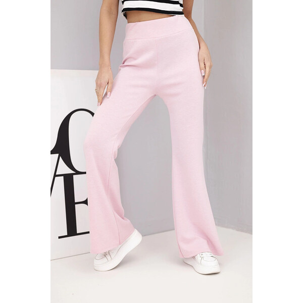 K-Fashion Dámske motýlie nohavice s predĺžením nohavíc svetlo ružové 67273281