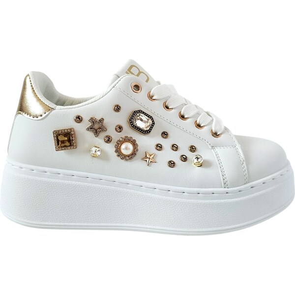 Biele Tenisky Laura Biagiotti JW Calf White Gold 67279882