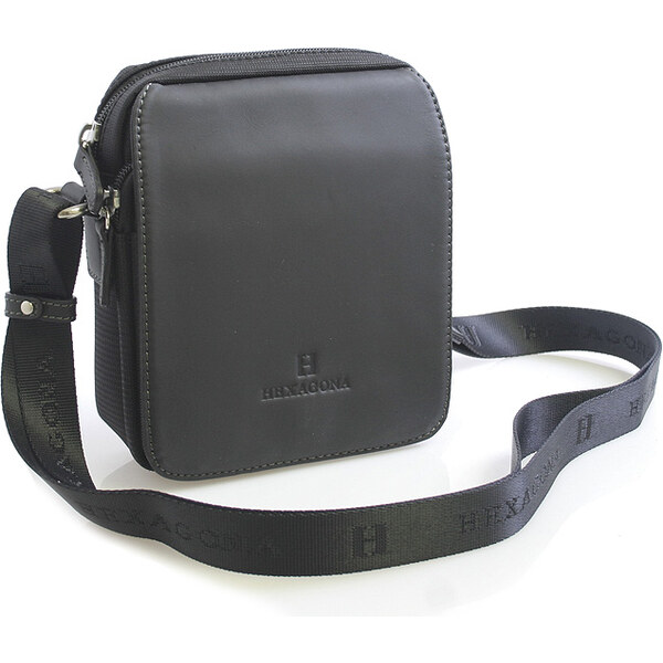 Čierna kožená dokladovka cez plece Hexagona 299176 čierna 56863932