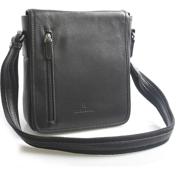 Čierna kožená taška cez rameno Hexagona 461326 čierna 56863931