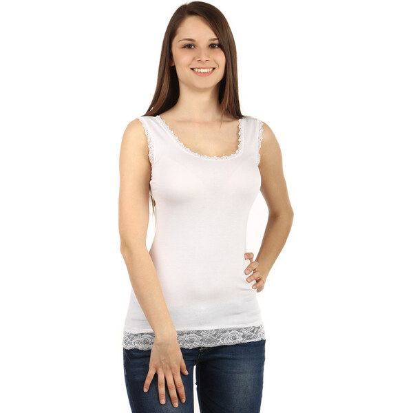 Glara Jednofarebné tielko s čipkou 36987074