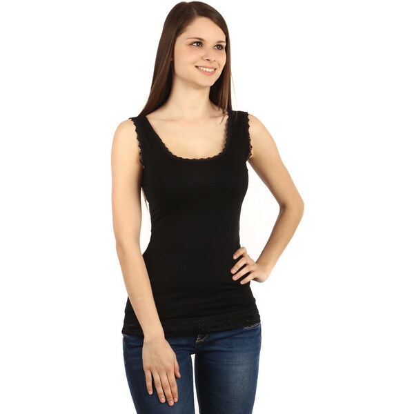 Glara Jednofarebné tielko s čipkou 36987078