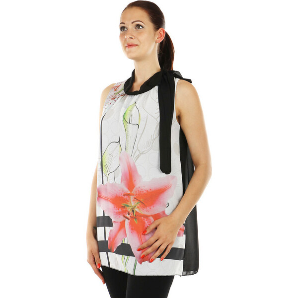 Glara Dlhý elegantný top bez rukávov s kvetinami 36987096