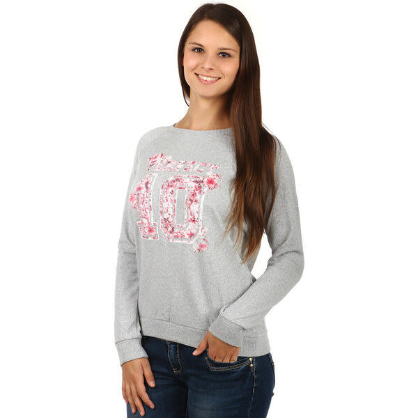 Glara Dámska elegantná bavlnená mikina s potlačou bez kapucne 8393155