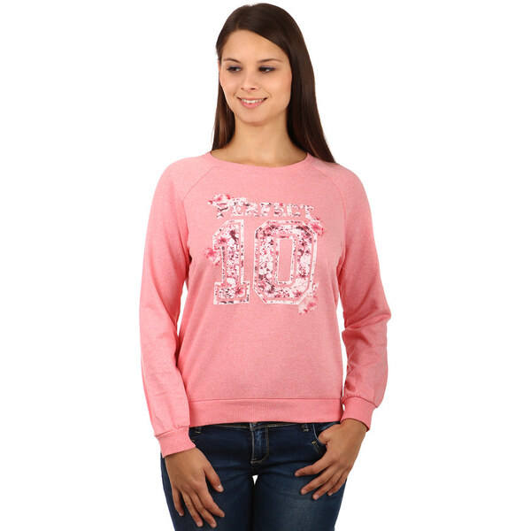 Glara Dámska elegantná bavlnená mikina s potlačou bez kapucne 8393157