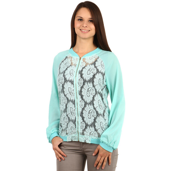 Glara Dámska krajková mikina na zips 8393285