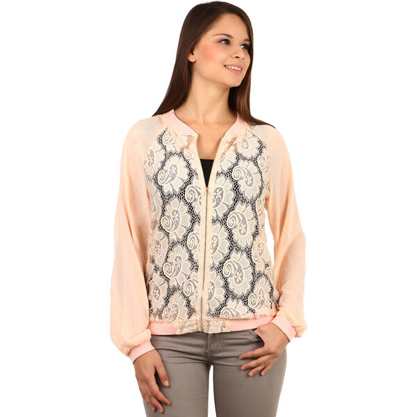 Glara Dámska krajková mikina na zips 8393286