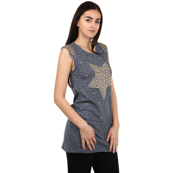 Glara Dlhé dámske tričko s kamienkovým potlačou 36987386