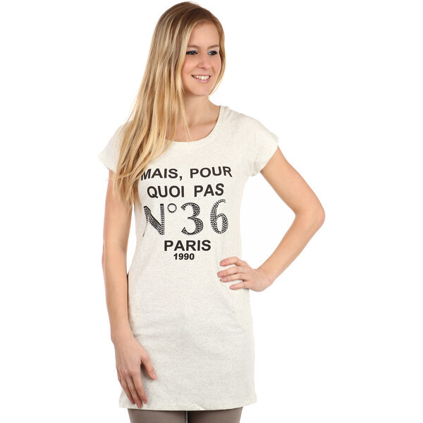 Glara Predĺžené dámske tričko s nápisom Paris 8393516