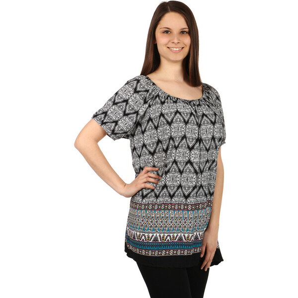 Glara Pohodlné voľné vzorované tričko 36987500