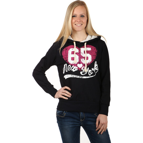 Glara Pohodlná dámska mikina s potlačou New York a kapucňou 36987524