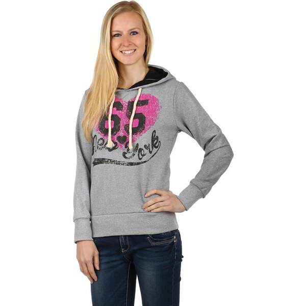 Glara Pohodlná dámska mikina s potlačou New York a kapucňou 36987525