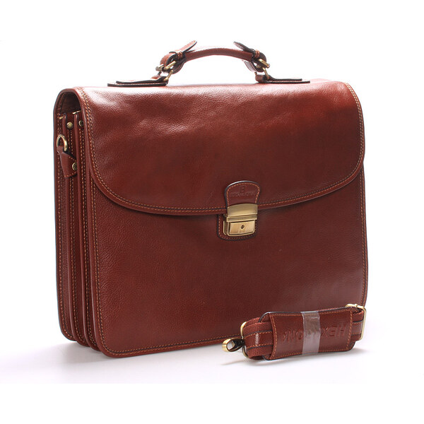 Luxusná pánska kožená aktovka hnedá - Hexagona Ruperto hnedá 5713961