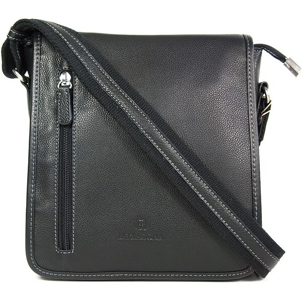 Pánska kožená taška cez rameno Hexagona 461326 - čierna 48491947