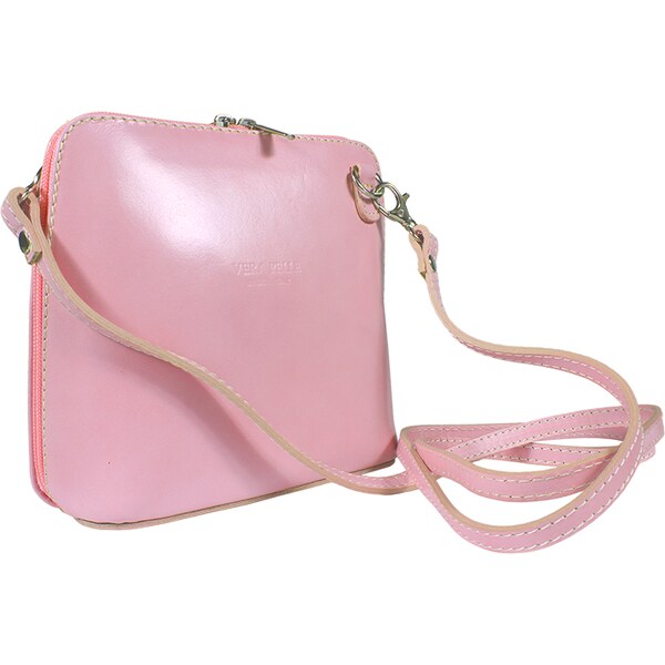 Ružová kožená talianska crossbody kabelka Grana Rosa Vecchia 56767424