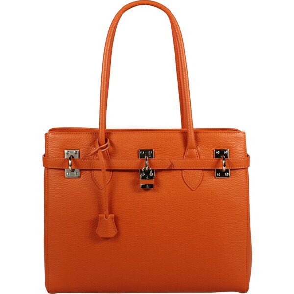 Oranžová kožená talianska kabelka Azra Grande Arancione Chiaro 46383912