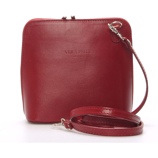 Dámska kožená crossbody kabelka tmavo červená - ItalY Hannah červená 5714214