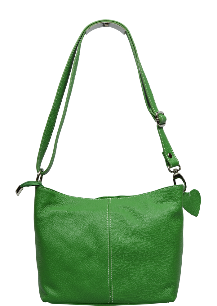 Zelená kožená talianska crossbody kabelka Batilda Verde s prídavným pruhom IX NovaKabelka.sk