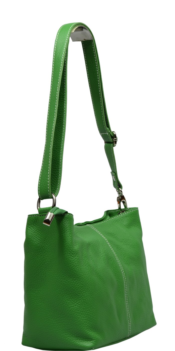 Zelená kožená talianska crossbody kabelka Batilda Verde s prídavným pruhom IX NovaKabelka.sk