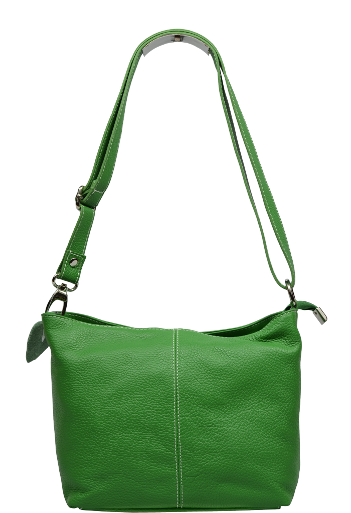 Zelená kožená talianska crossbody kabelka Batilda Verde s prídavným pruhom IX NovaKabelka.sk
