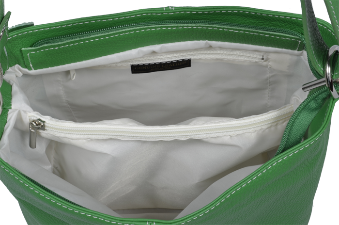 Zelená kožená talianska crossbody kabelka Batilda Verde s prídavným pruhom IX NovaKabelka.sk