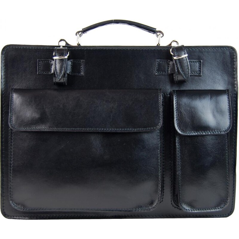 Moderná čierna pánska aktovka z pravej talianskej kože DIVA 39596149