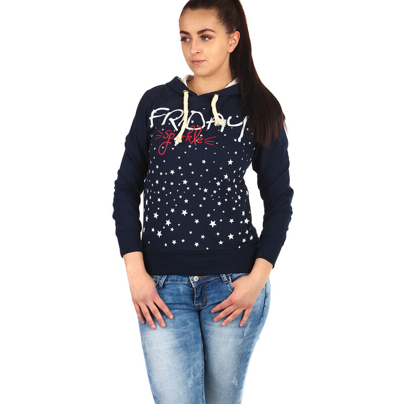 Glara Bavlnená dámska mikina s hviezdami a kapucňou 36987743