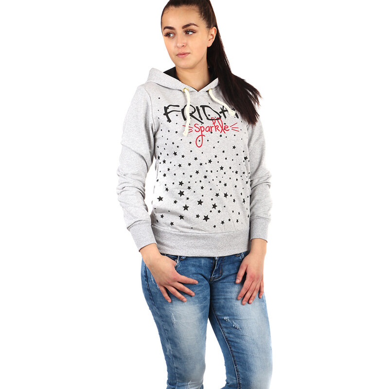 Glara Bavlnená dámska mikina s hviezdami a kapucňou 36987744