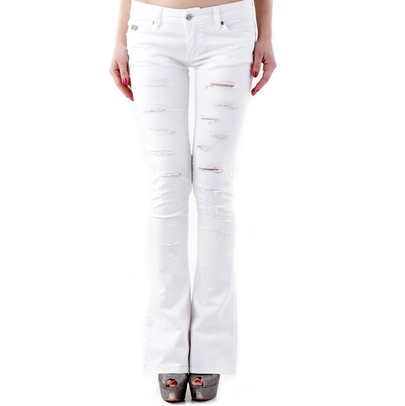 Sexy Woman Biele boyfriend rifle s roztrhaným efektom 66470179