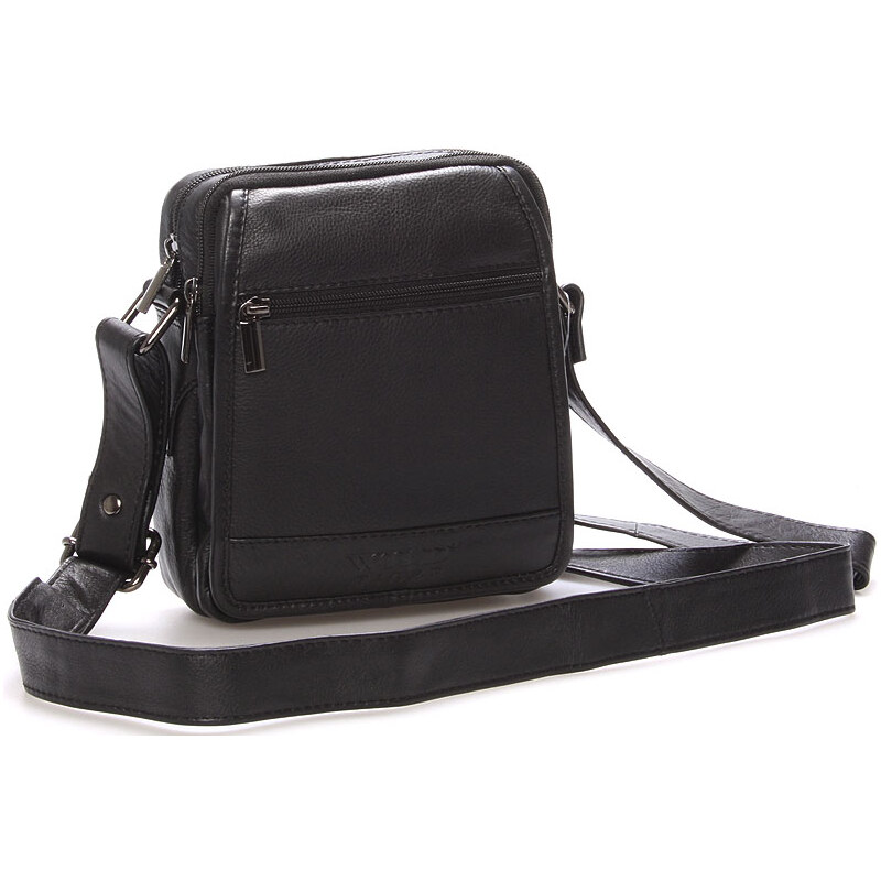 Bellugio Pánska kožená dokladová taška cez rameno WILD X1, čierna 66650291