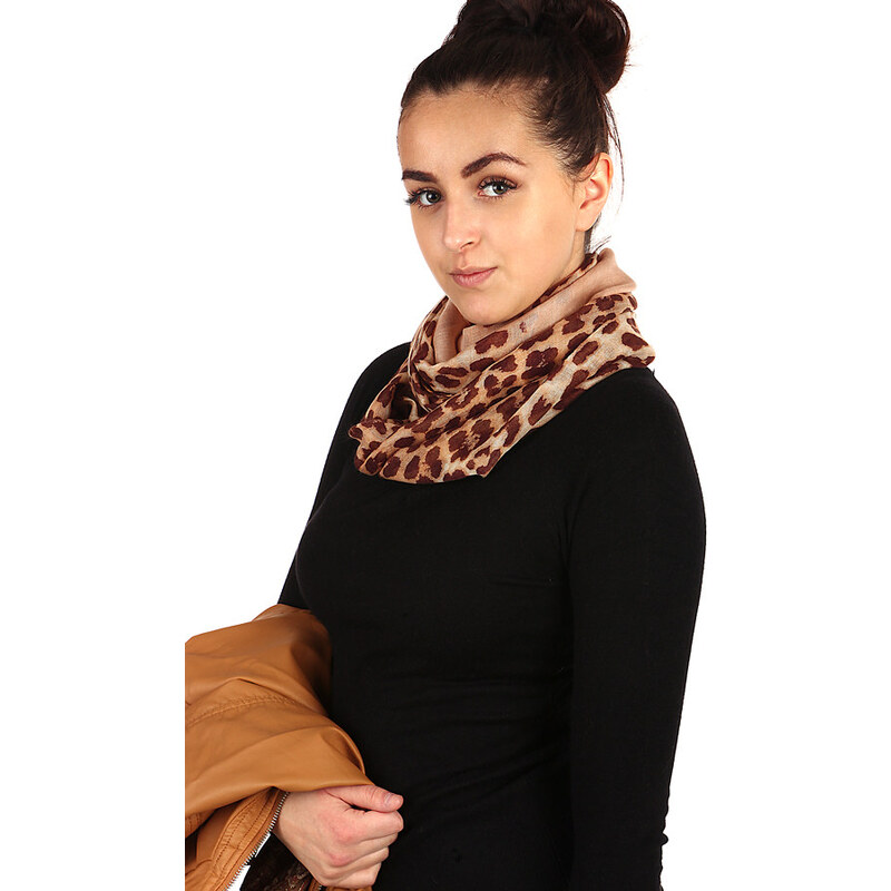 Glara Kruhová šatka s leoparďou potlačou 8395054