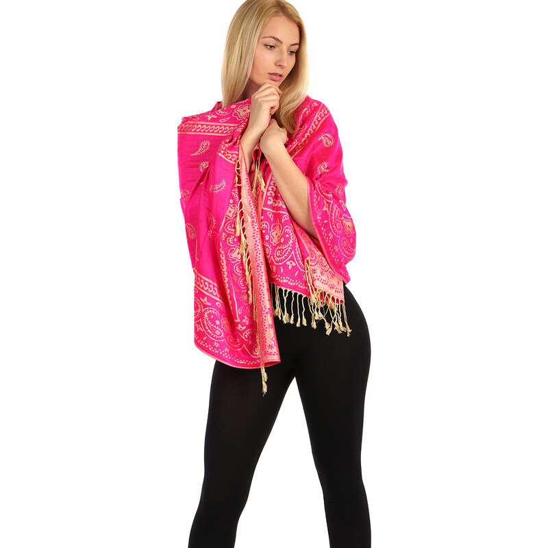 Glara Vzorovaný dámsky šál so strapcami 36987759