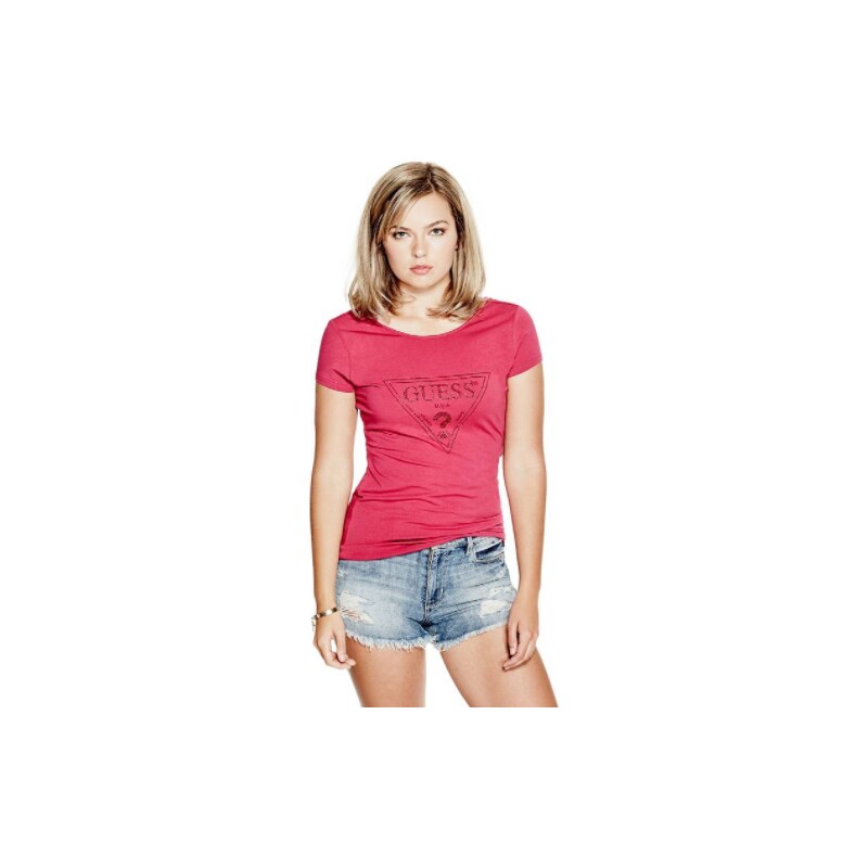 GUESS tričko Twist-Back Logo Tee ružové, 43433350809-L