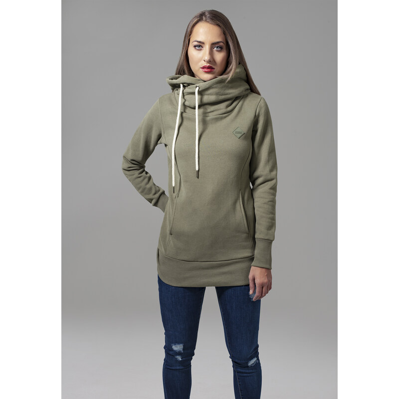 Urban Classics Womens long olive logo with hood 67241568