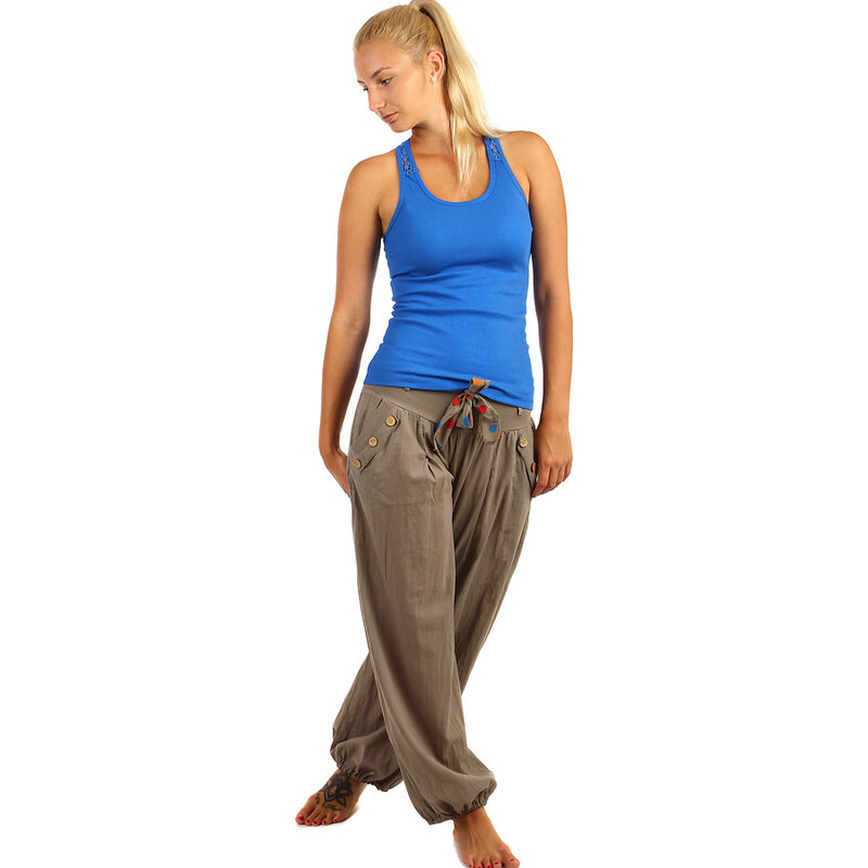 Glara Jednofarebné dámske háremové nohavice 9250532